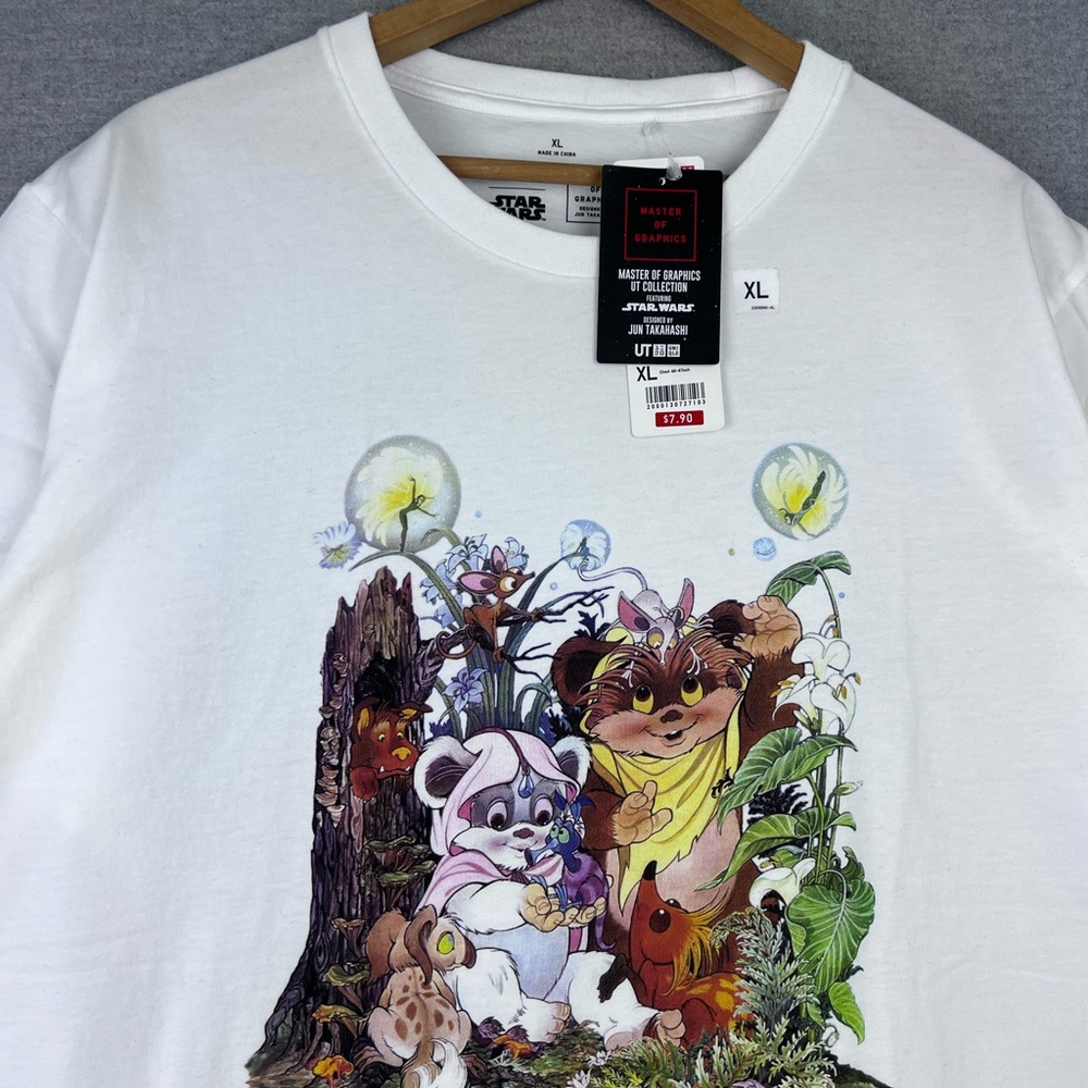 Uniqlo UT Shirt Mens XL White Star Wars Ewoks Graphic Tee Jun‎ Takahashi NWT